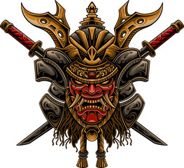 japanese samurai mask vector design