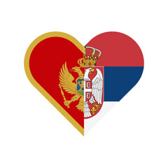 unity concept. heart shape icon of montenegro and serbia flags. vector illustration isolated on white background