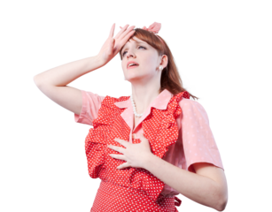 Stressed sad vintage style housewife portrait