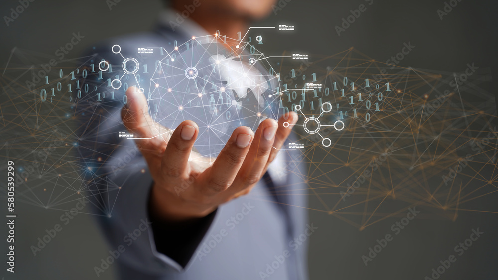 Poster blockchain technology and blockchain network business banner ideas global cryptocurrency blockchain 