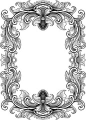vector black and white engraved frame sketch design