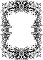 vector black and white engraved frame sketch design
