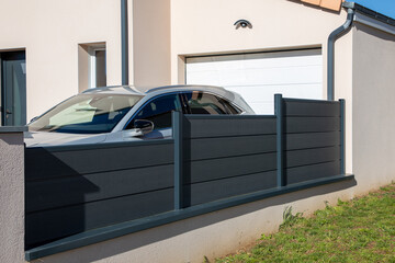 wall design fence grey aluminium modern barrier gray around house protect view facade home garden...