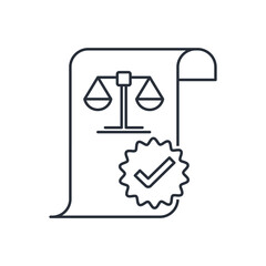 legal document. Evidence of legal rights. Vector linear icon on a white background.