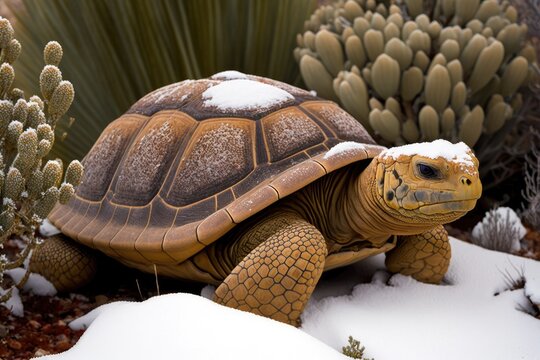 Sonoran Desert Tortoise (Gopherus morafkai) in Snow Canyon State Park in Utah, US. Nature's Red List shows which species are most at risk. Generative AI