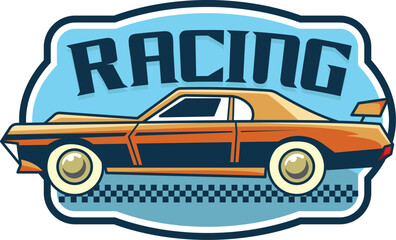 Vector illustration of vintage badge cars