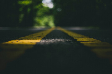 Close-up of road markings on street