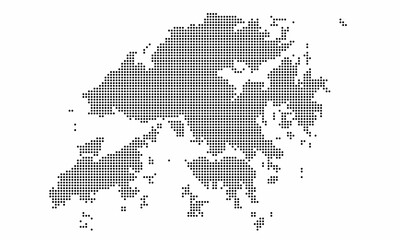 Hong Kong or Hongkong dotted map with grunge texture in dot style. Abstract vector illustration of a country map with halftone effect for infographic. 