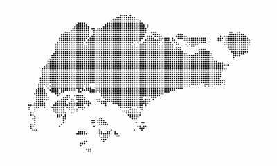 Singapore dotted map with grunge texture in dot style. Abstract vector illustration of a country map with halftone effect for infographic. 