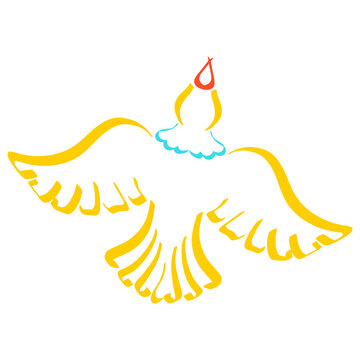 yellow dove flying upwards clip art preview