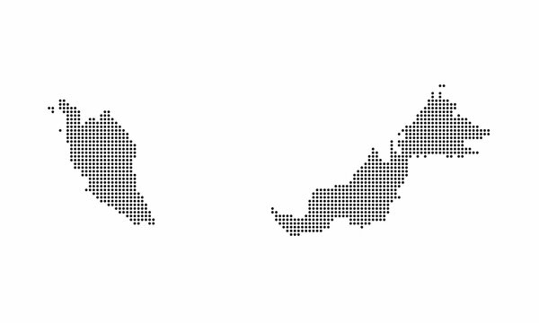 Malaysia dotted map with grunge texture in dot style. Abstract vector illustration of a country map with halftone effect for infographic.&nbsp;