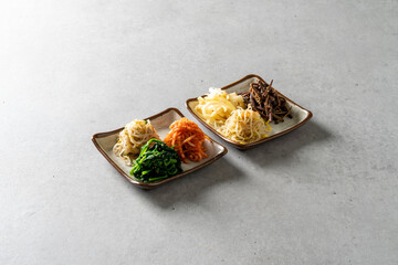 Korean food dish Bibimbap Seasoned with 6 types of namul and vegetables 비빔밥...