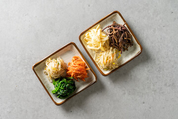 Korean food dish  Bibimbap Seasoned with 6 types of namul and vegetables 비빔밥...