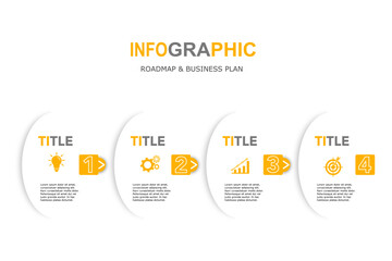 Infographic template for business plan ,strategy, roadmap. 4 Steps Modern Timeline diagram ,minimal style, presentation vector infographics
