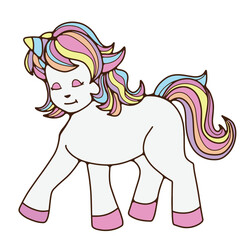 Beautiful unicorn illustration, children's vector. cute hand drawn doodle sweet dreams