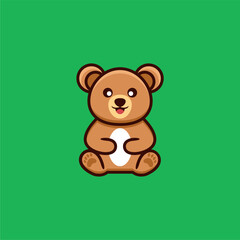 cute bear sitting logo design