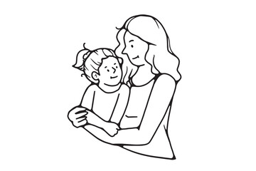 continuous line, one line
International Mother's Day holding a baby pregnant mother family warm illustration hand drawn simple vector