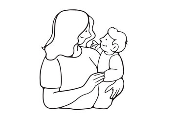 continuous line, one line
International Mother's Day holding a baby pregnant mother family warm illustration hand drawn simple vector