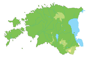 Highly detailed Estonia physical map.