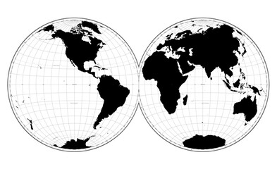 Highly detailed World Map silhouette in globe shape of Earth. Nicolosi globular projection – flat. - 580545856