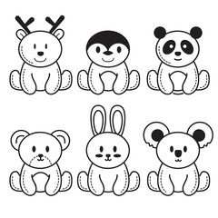 icon outline set, animal collection. Paint. Isolate the background.
