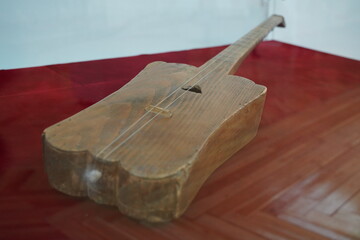 Almaty, Kazakhstan - 03.17.2021 : Ancient national musical stringed instruments with Kazakh...