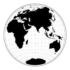 Highly detailed World Map silhouette in globe shape of Earth. Nicolosi globular projection – flat.