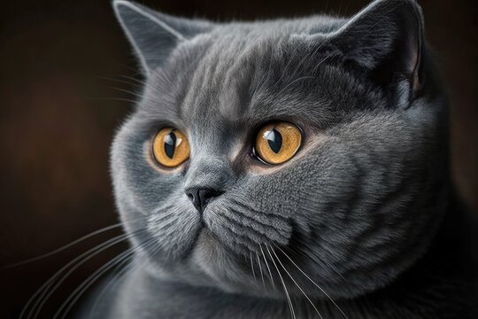 A close up of a British short hair cat. Generative AI