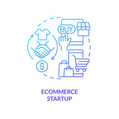Ecommerce startup blue gradient concept icon. Online retail development. Best foundation industry abstract idea thin line illustration. Isolated outline drawing. Myriad Pro-Bold font used