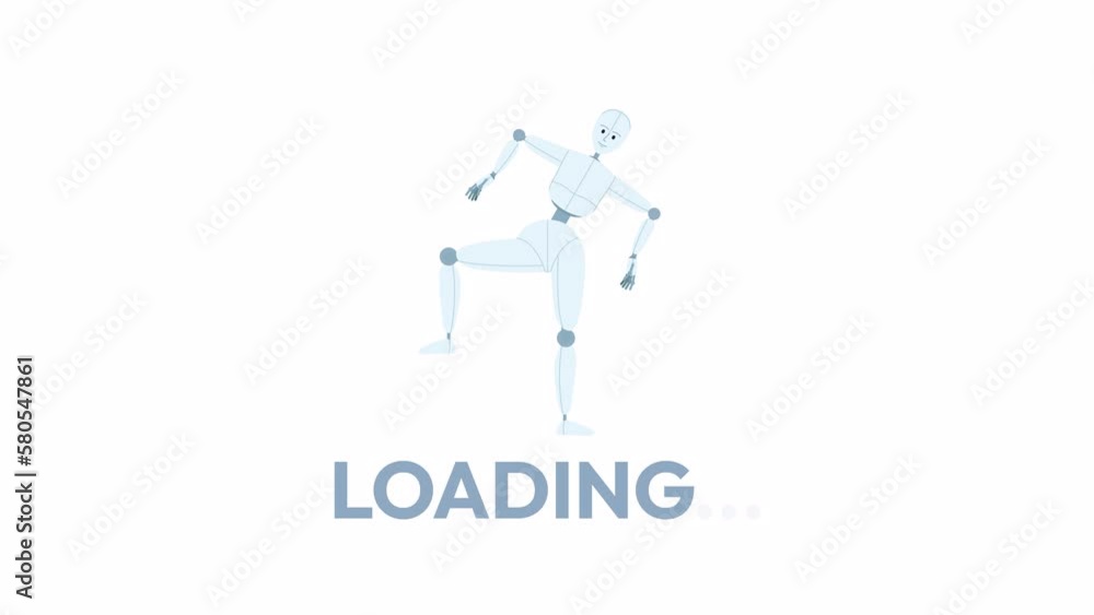 Aufkleber animated dancing human robot loader. flash message 4k video footage. color isolated loading wait-ani