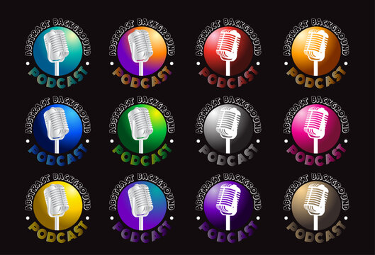 Microphone on Gradient background, broadcasting or podcasting logo