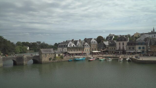 Panorama of harbor and bridge of Port de Saint-Goustan, Auray, Brittany