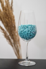 beautiful large glass with small wax granules.