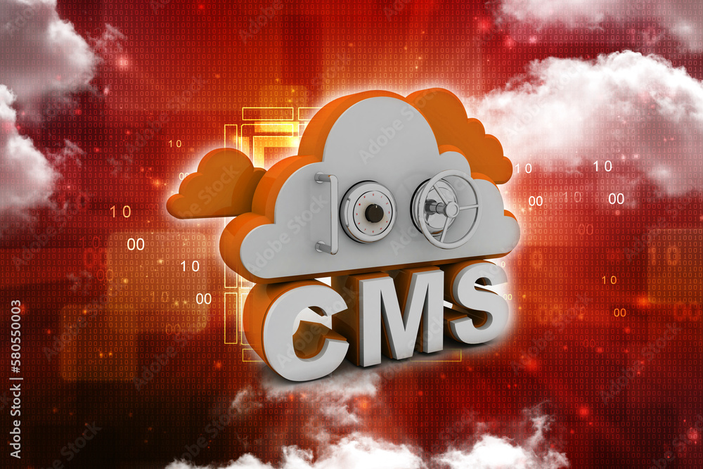 Poster 3d rendering cms cloud lock