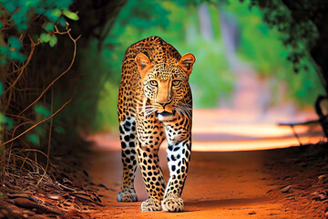 Leopards at jungle. Generative AI	
