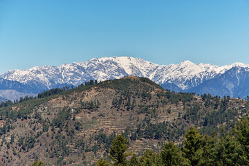 The panoramic view of Himalayas in Malam Jabba close Hindu Kush mountain, Pakistan