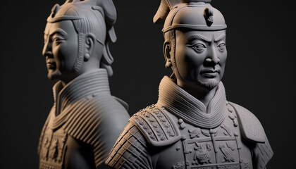 Fototapeta premium The Mighty Army of Chinese Terracotta Warriors: Magnificent Sculptures of Ancient China