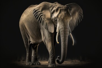 Fototapeta premium Low key African elephant. Generative AI