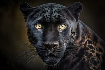 Portrait of a black panther. Animal kingdom. Generative AI