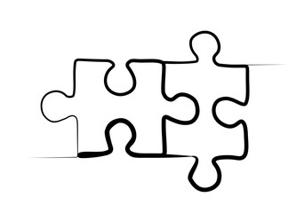 Fototapeta premium continuous drawing of puzzles with one line.