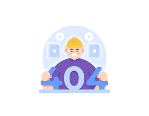 404, page not found. an IT staff providing information that the asking URL can not be found in the server. an error occurred. notifications and page views. illustration concept design. vector elements