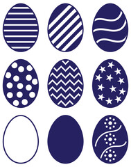 Set of Easter eggs with ribbons