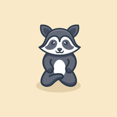 Cute Sit Raccoon Logo Design