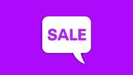 Violet percent sign on white message board. Interest withdrawal signal. Discount notifications. Message on a violet background. Horizontal image. 3D image. 3D rendering.