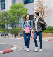 Fototapeta premium Two Asian student at school