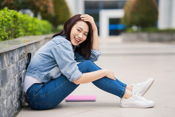 Young Asian student at school