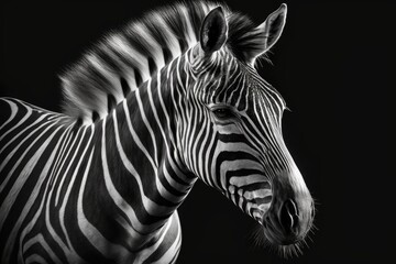 A picture of a black and white zebra. Generative AI