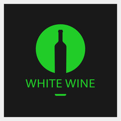 White Wine. Drink Logo. Bottle Icon Template. Vector Illustration