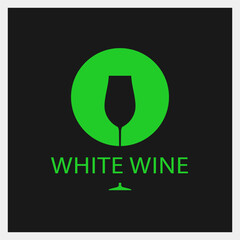 White Wine. Drink Logo. Glass Icon Template. Vector Illustration