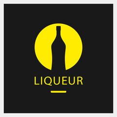 Liqueur. Drink Logo. Bottle Icon Template. Vector Illustration